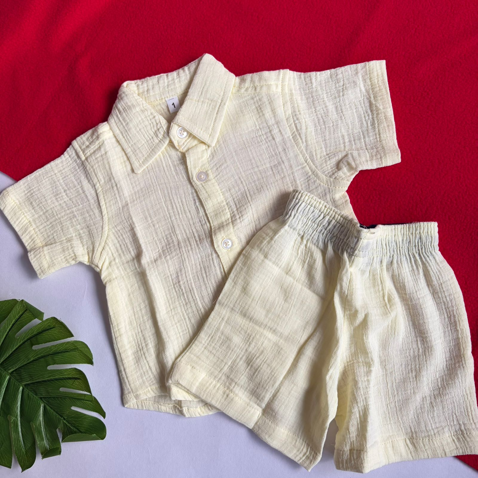 Boys Crinkled Shirt And Shorts set CS01