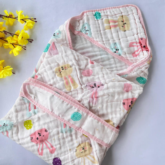 Baby Muslin Crinkled Hooded Towel MN01