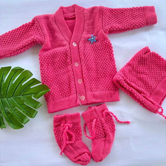 Woollen sweater Cap And Booties Set MN01