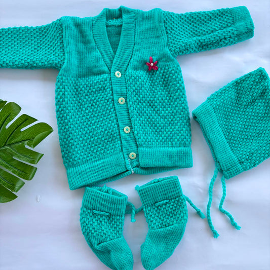 Woollen sweater Cap And Booties Set MN01