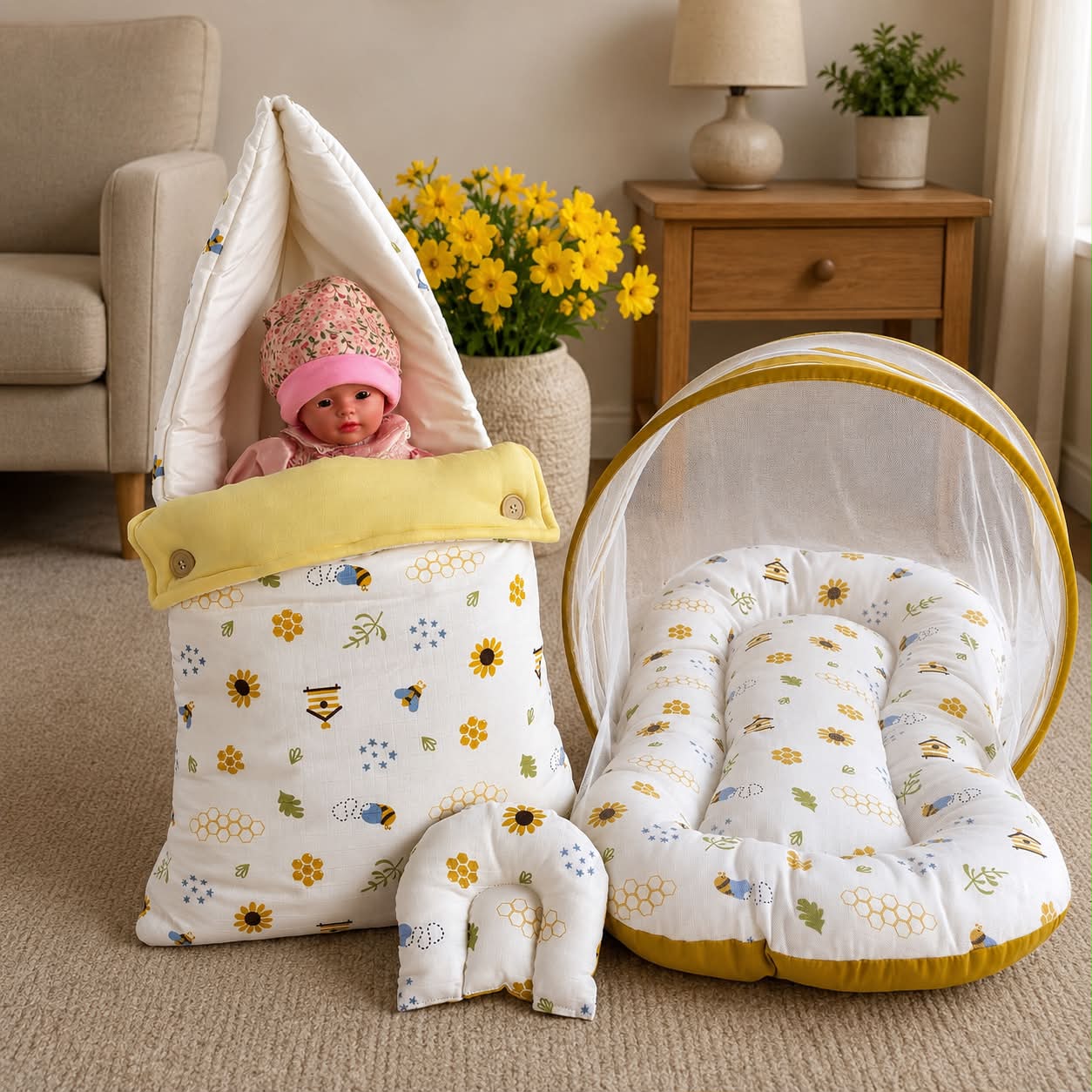 Baby Muslin Mosquito Net Bed and Carry Bed Combo MN01