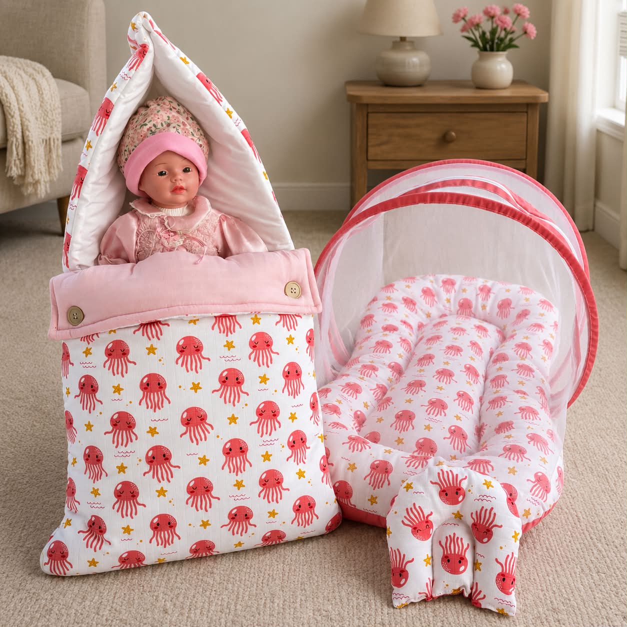 Baby Muslin Mosquito Net Bed and Carry Bed Combo MN01