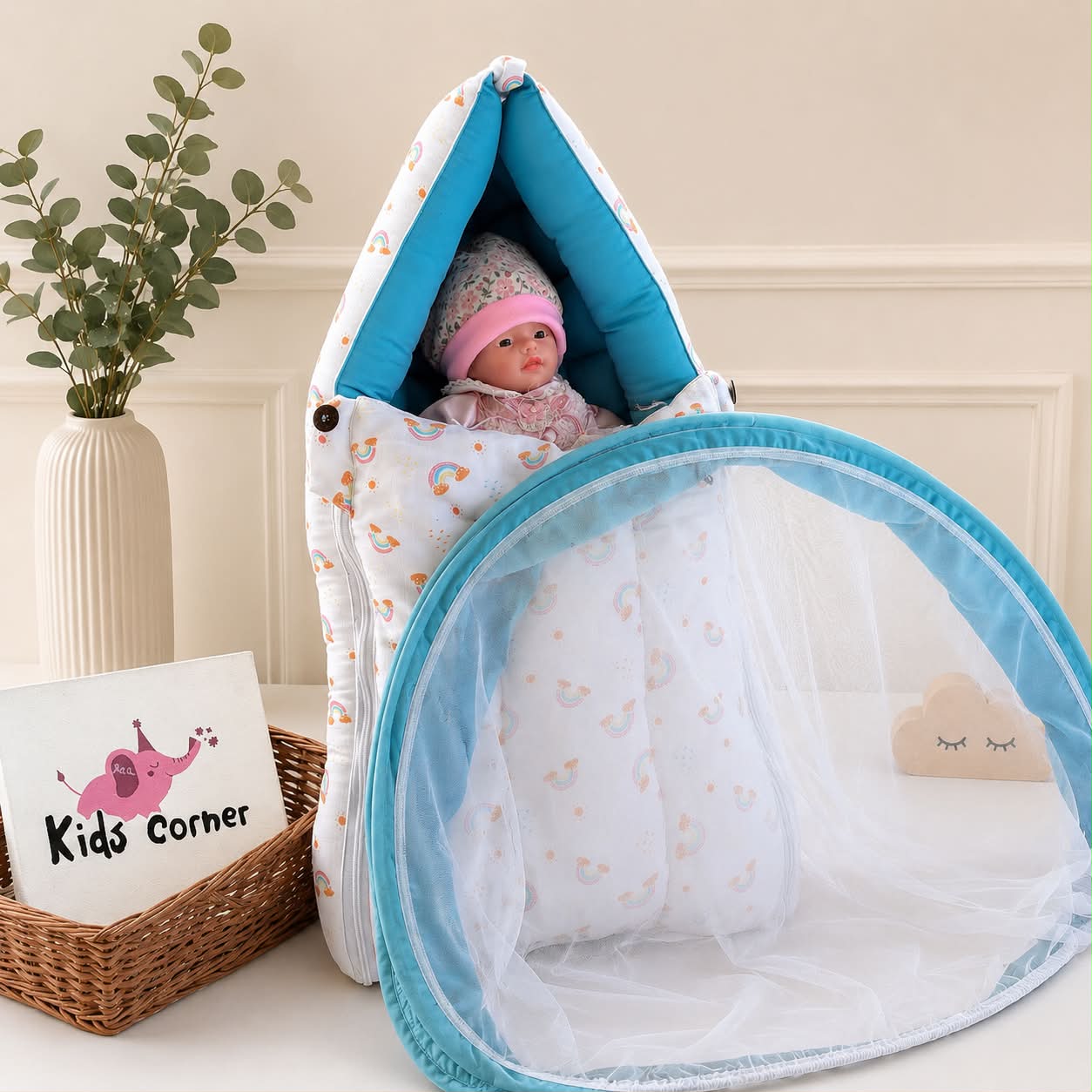 Multi Purpose Cotton Baby Bed / 100% Kapok Cotton Filling / Muslin Cover MN01