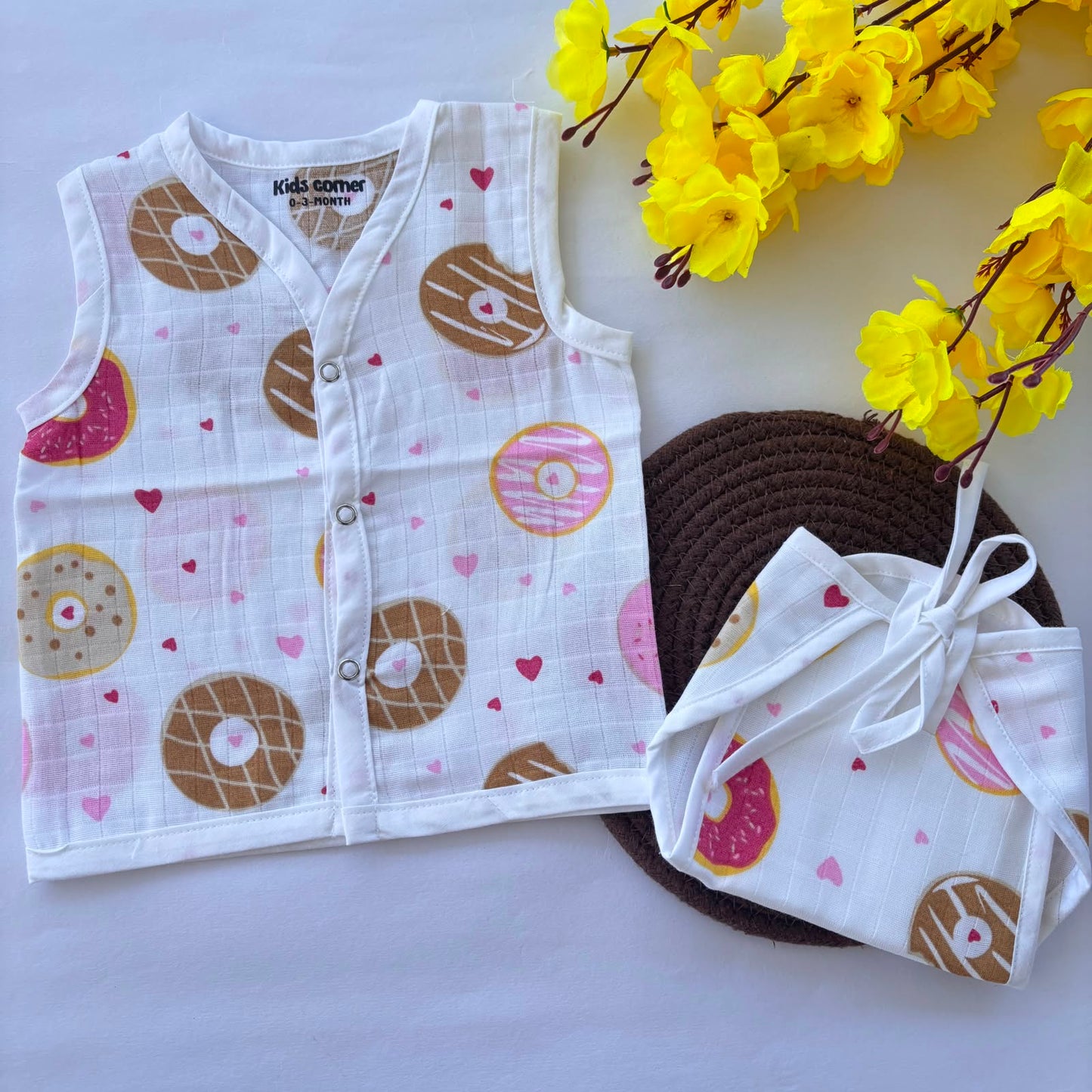 Premium Muslin Button jablas and Nappy set 5 pcs pack