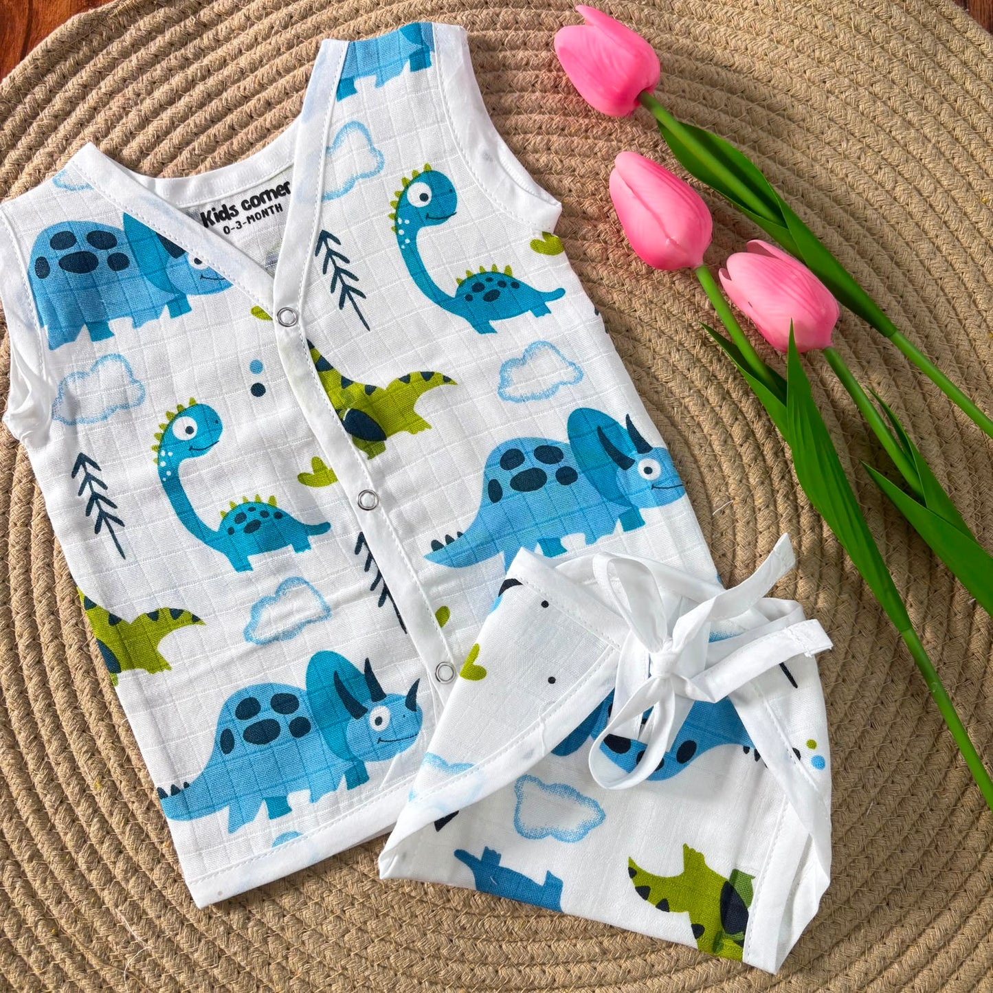 Premium Muslin Button jablas and Nappy set 5 pcs pack