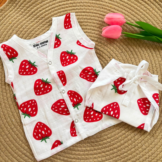 Premium Muslin Button jabla and Nappy set MN01