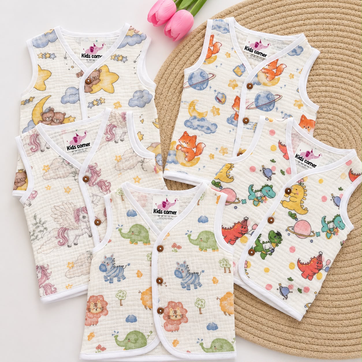 Muslin Crinkled Button jablas (Pack of 5 ) MN01