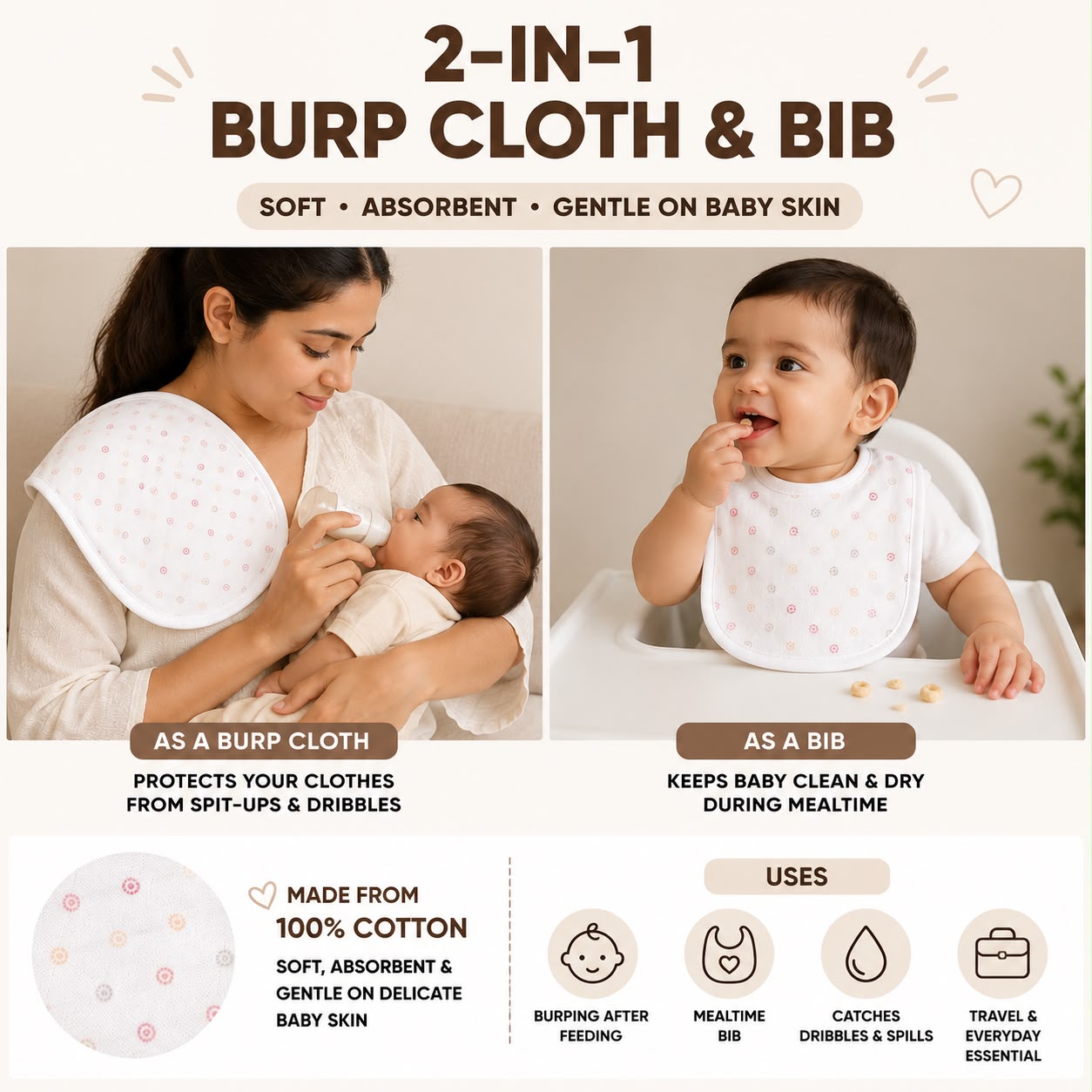 Muslin Burp Cloth for Newborn