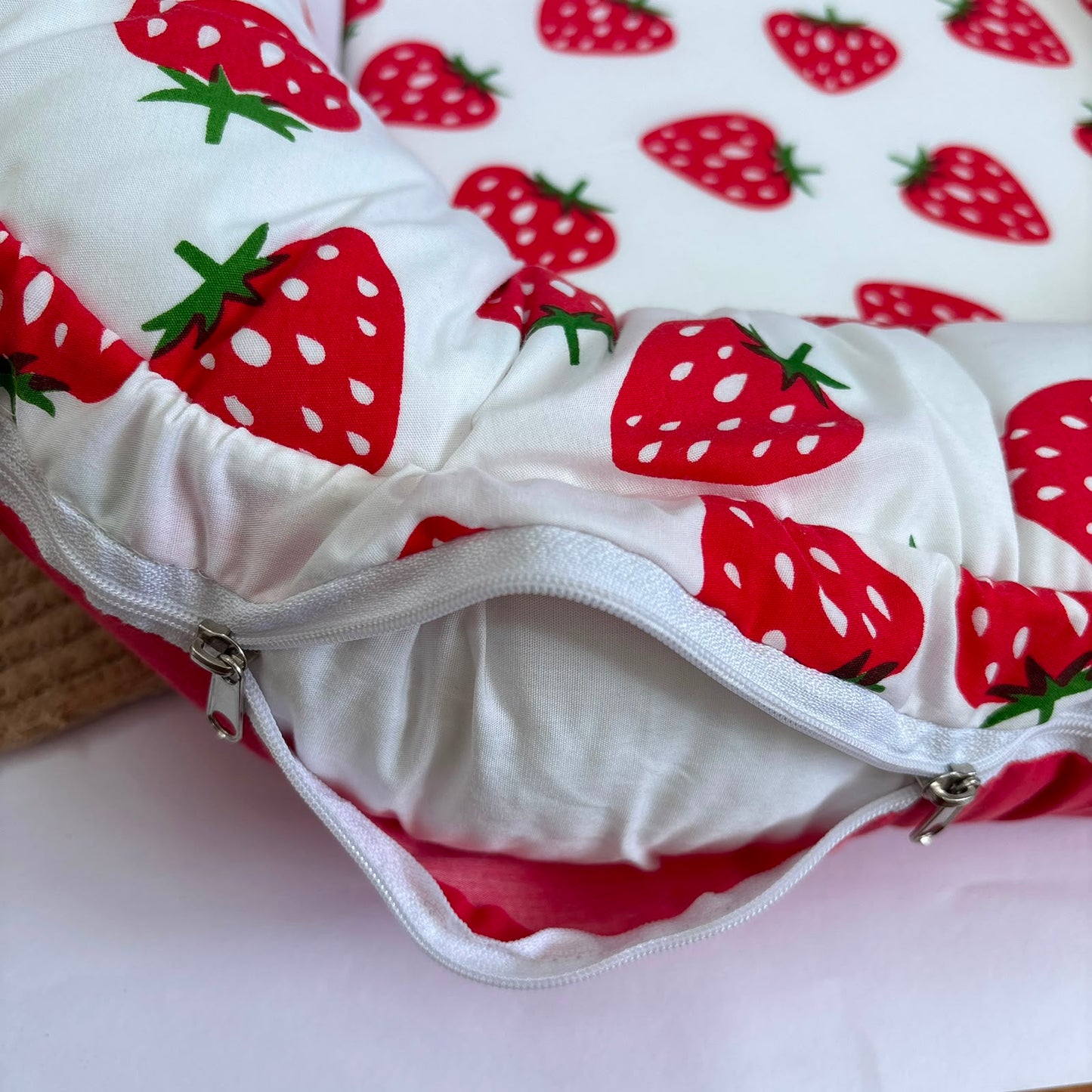 Premium Baby Nest With Removable Covers  MN01 ( Strawberry Print )