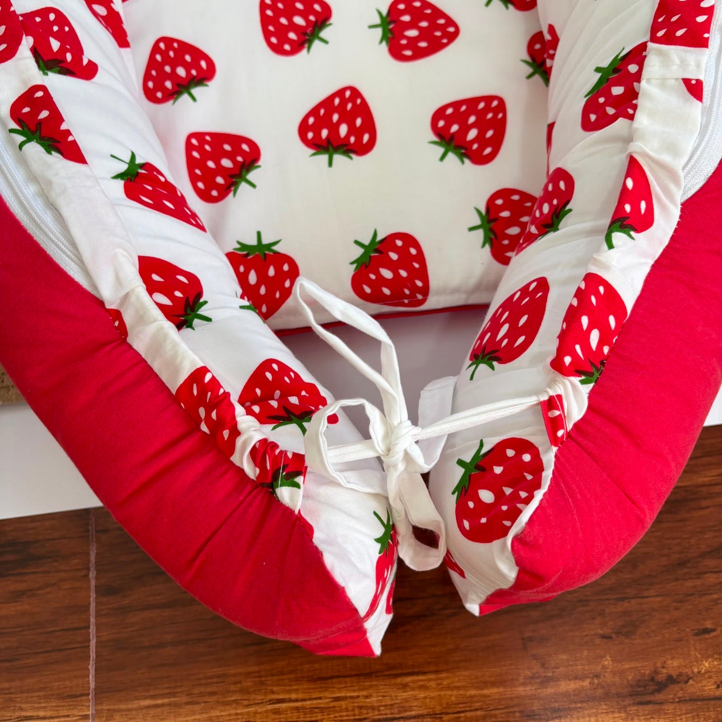 Premium Baby Nest With Removable Covers  MN01 ( Strawberry Print )