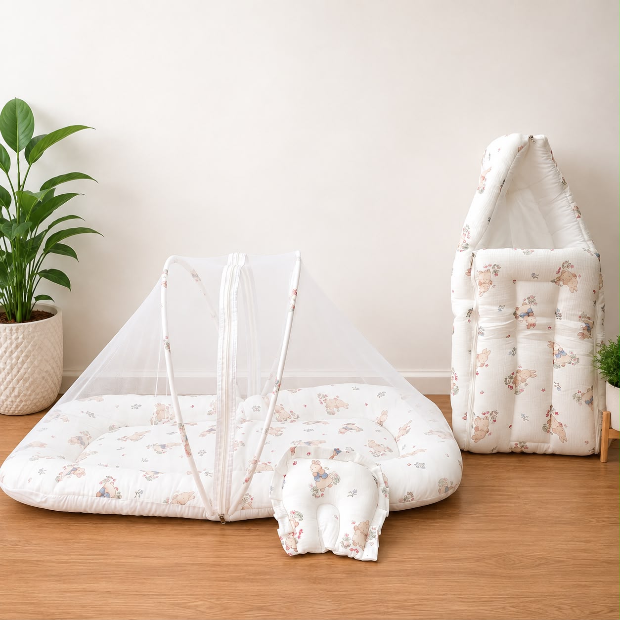 Baby Crinkled Muslin Mosquito Net Bed and Carry Bed Combo MN01