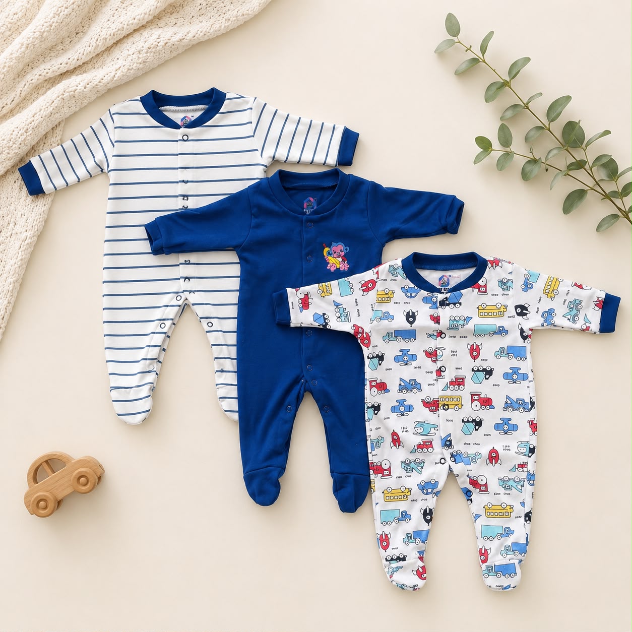 Branded baby sleepsuits Pack of 3 SL01 ( Blue  )