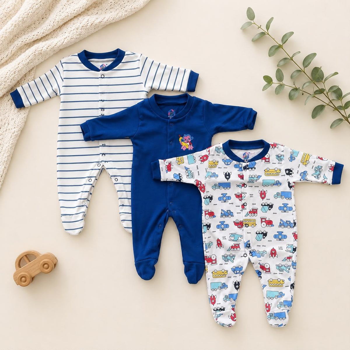 Branded baby sleepsuits Pack of 3 SL01 ( Blue  )