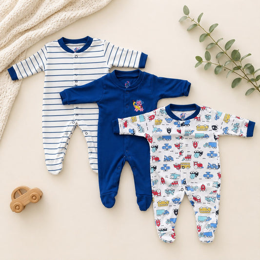 Branded baby sleepsuits Pack of 3 SL01 ( Blue  )