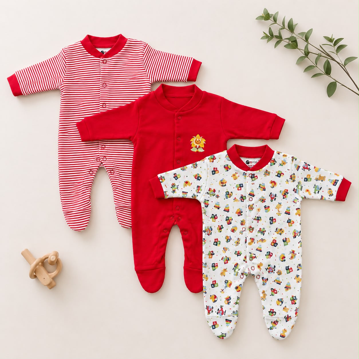 Branded baby sleepsuits Pack of 3 SL01 ( Red )