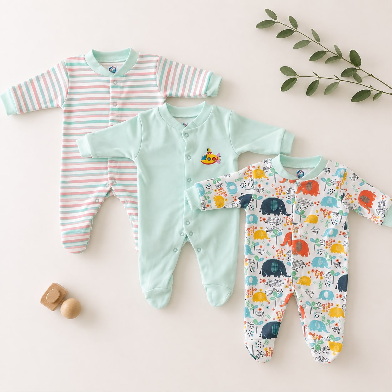 Branded baby sleepsuits Pack of 3 SL01 ( Green )