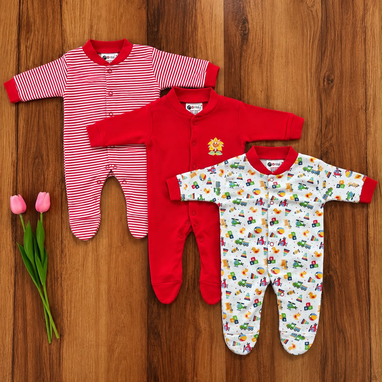 Branded baby sleepsuits Pack of 3 SL01 ( Red )