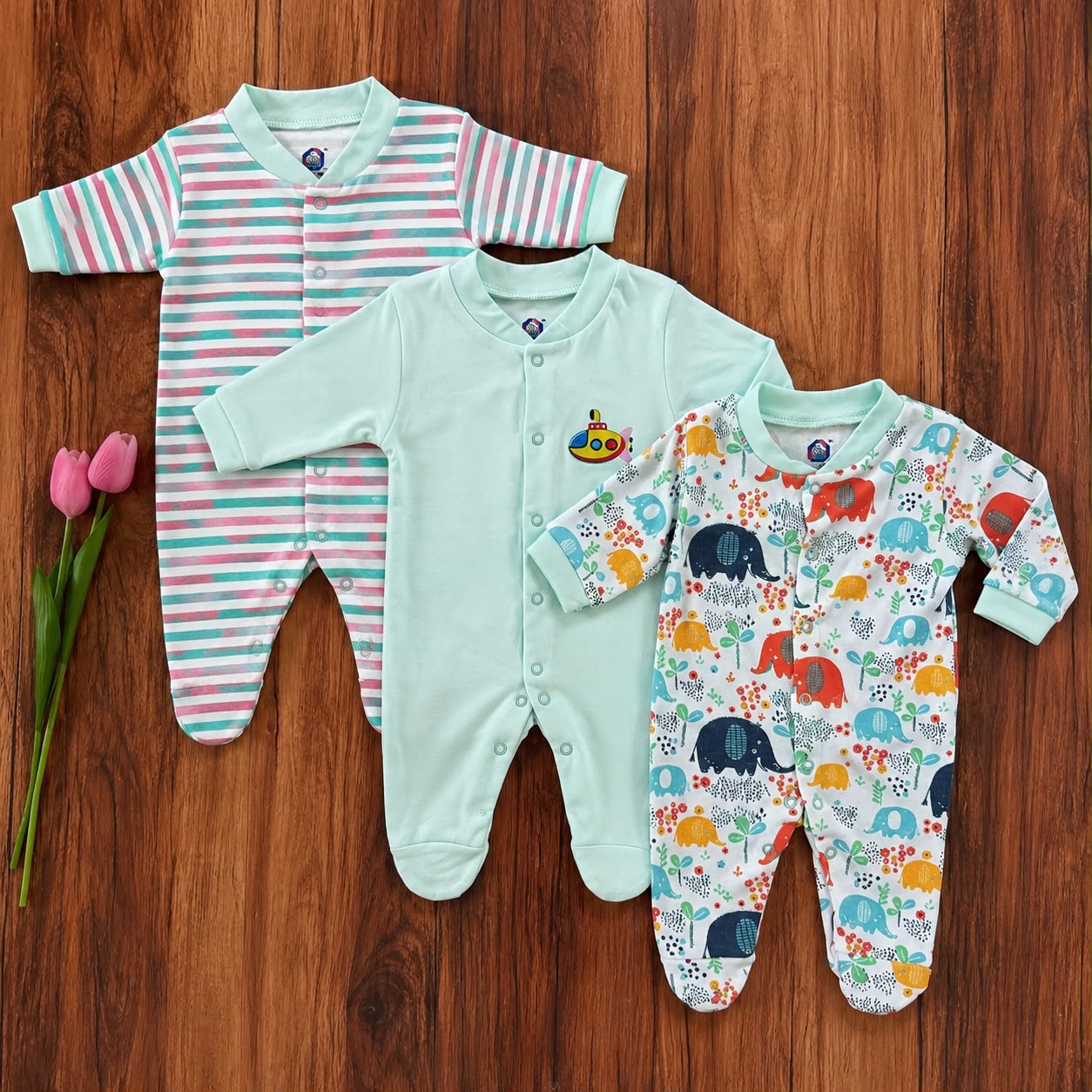 Branded baby sleepsuits Pack of 3 SL01 ( Green )