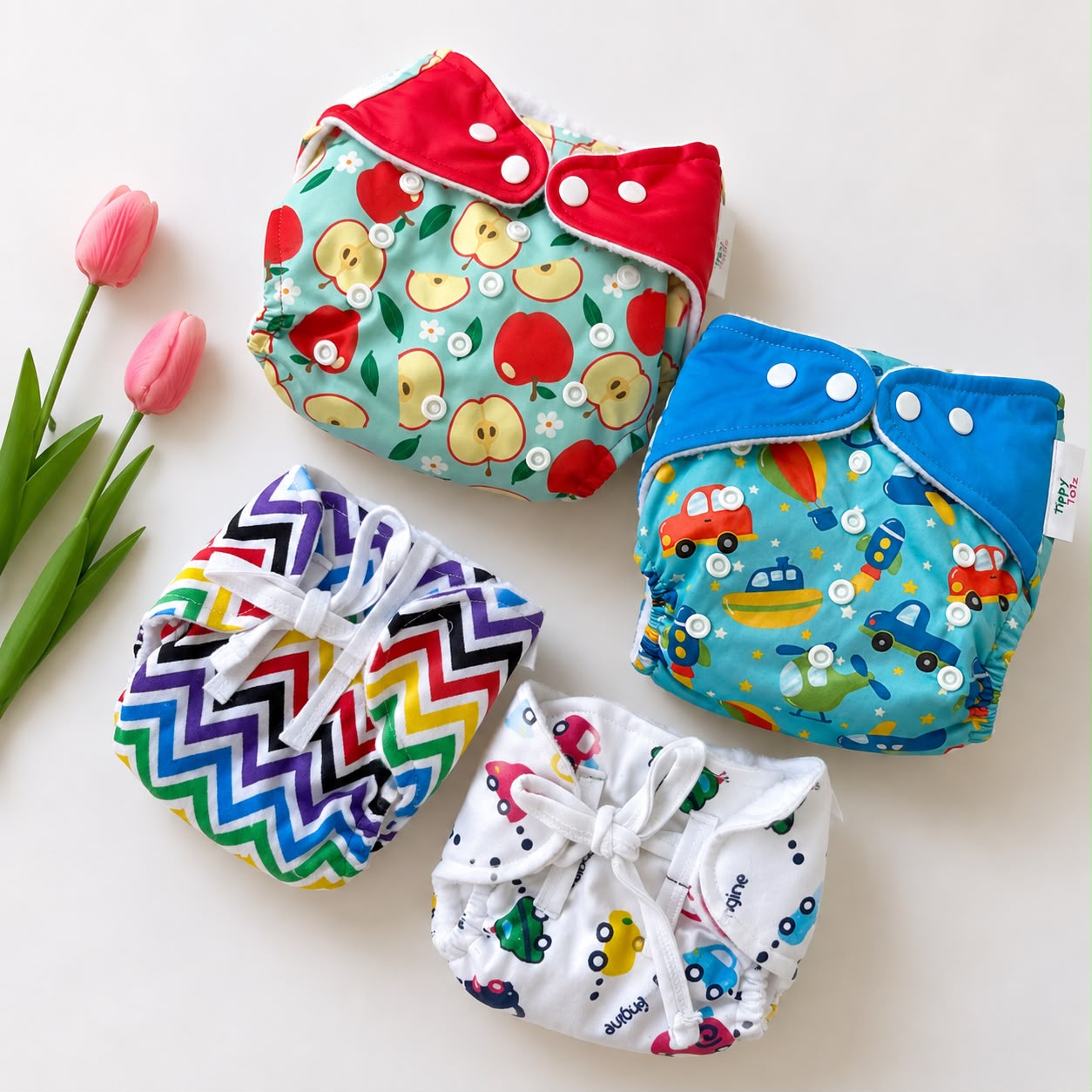 Organic Reusable Cloth Diaper and Dry Feel Langots Combo MN01