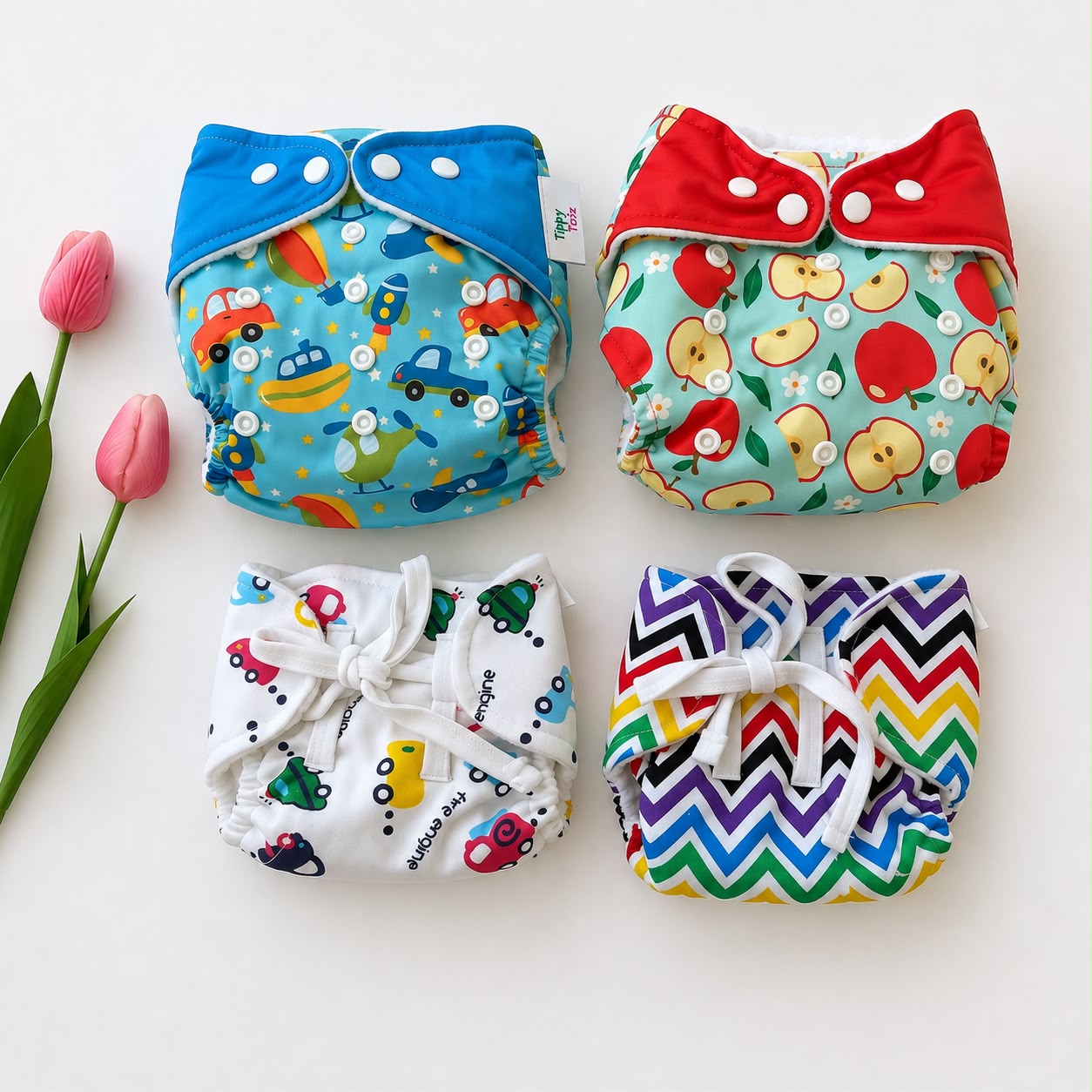 Organic Reusable Cloth Diaper and Dry Feel Langots Combo MN01