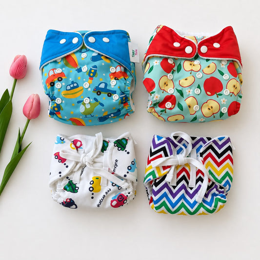 Organic Reusable Cloth Diaper and Dry Feel Langots Combo MN01