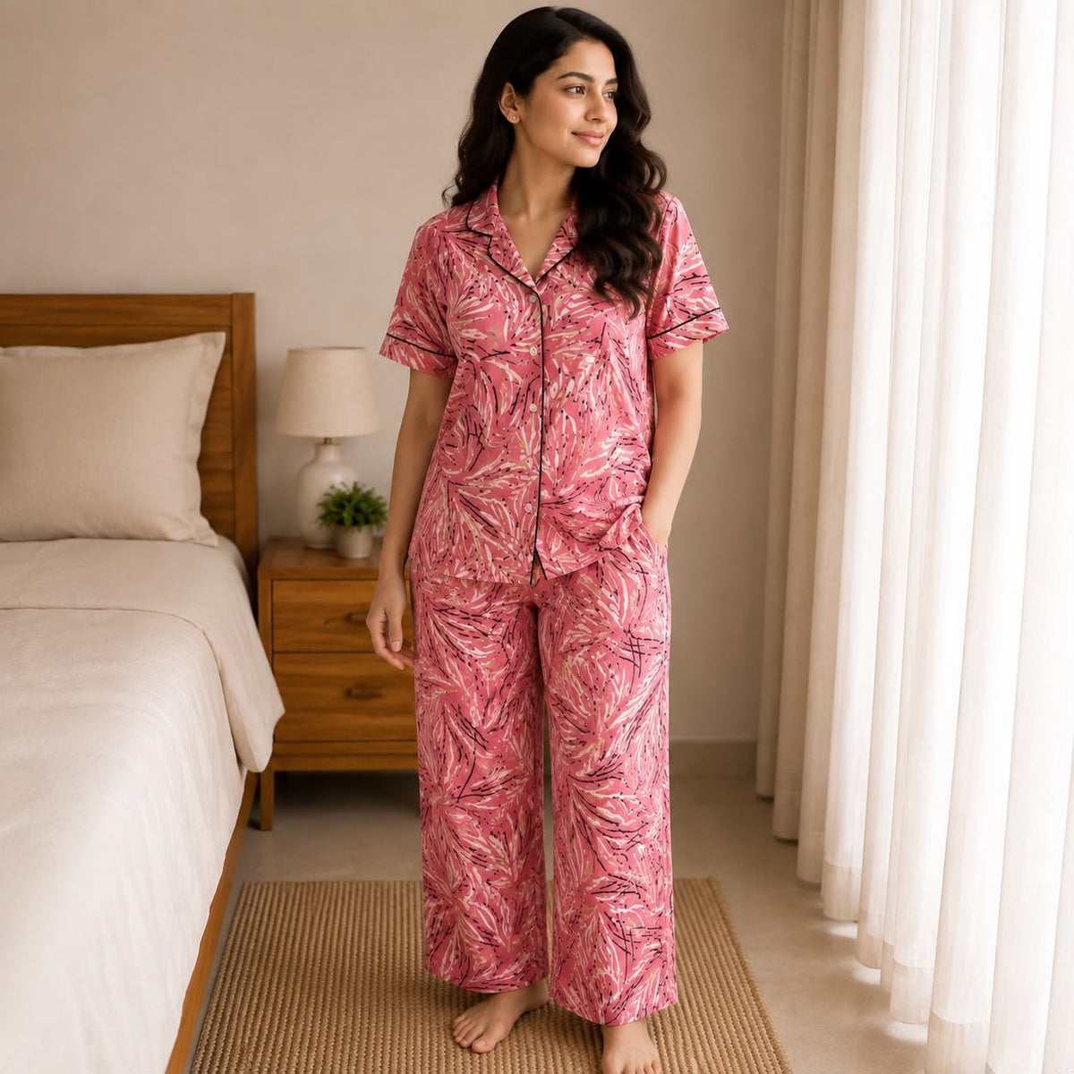 Women's Collar Night Suit  JP01