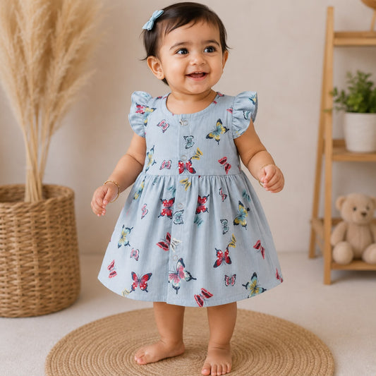 Muslin Frocks Front Open Button MN01