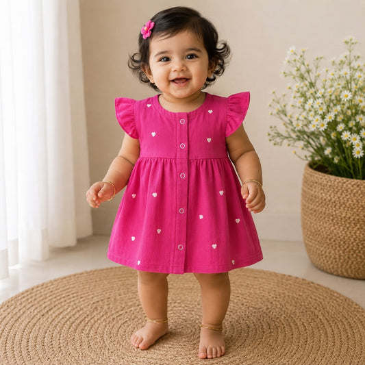 Muslin Frocks Front Open Button MN01