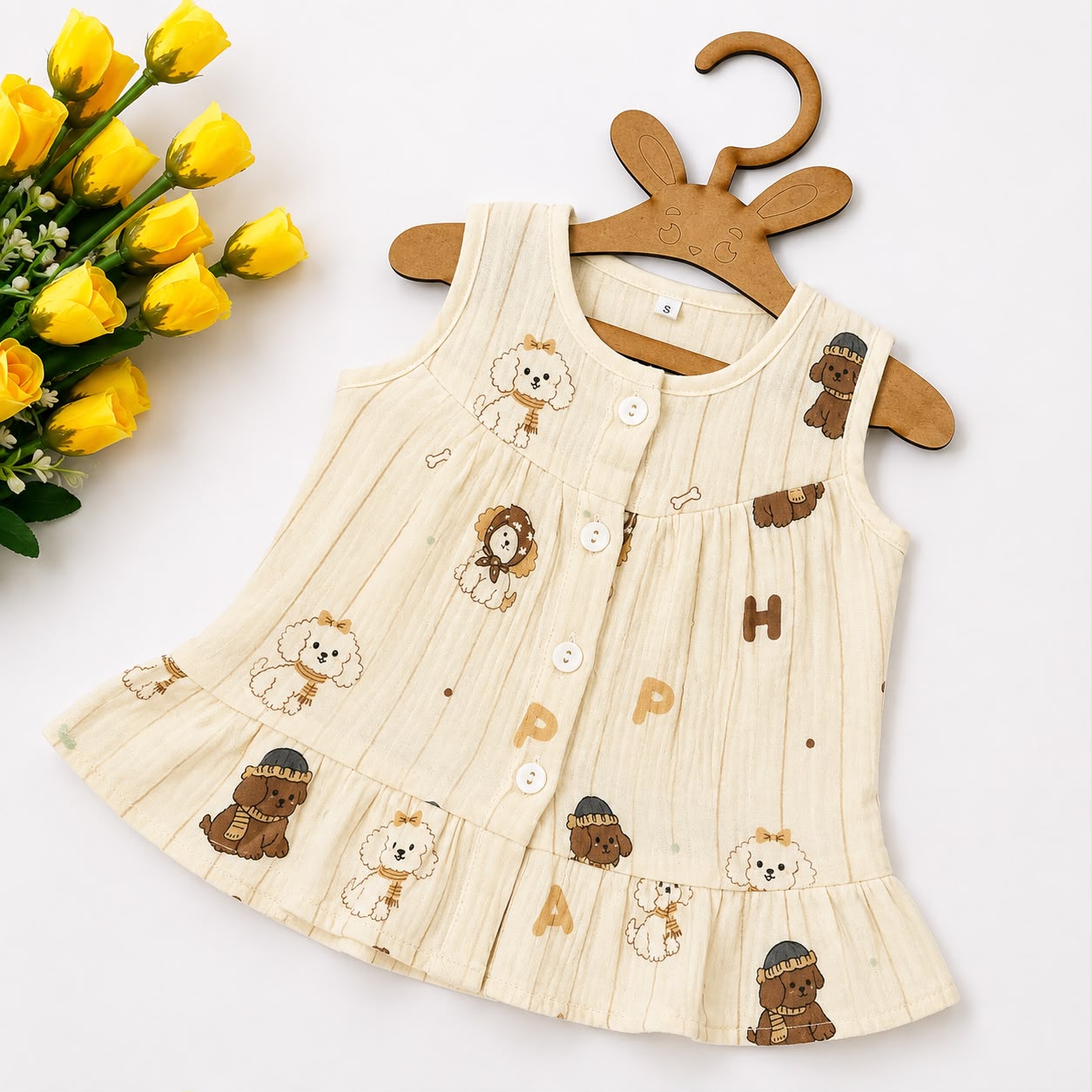 Crinkled Muslin Frocks Front Open Button MN01