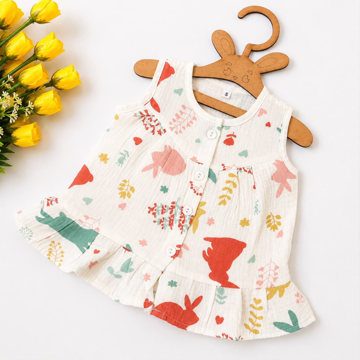 Crinkled Muslin Frocks Front Open Button MN01