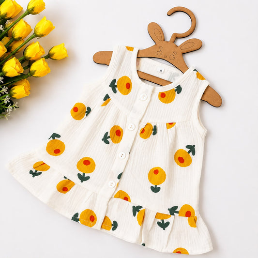 Crinkled Muslin Frocks Front Open Button MN01