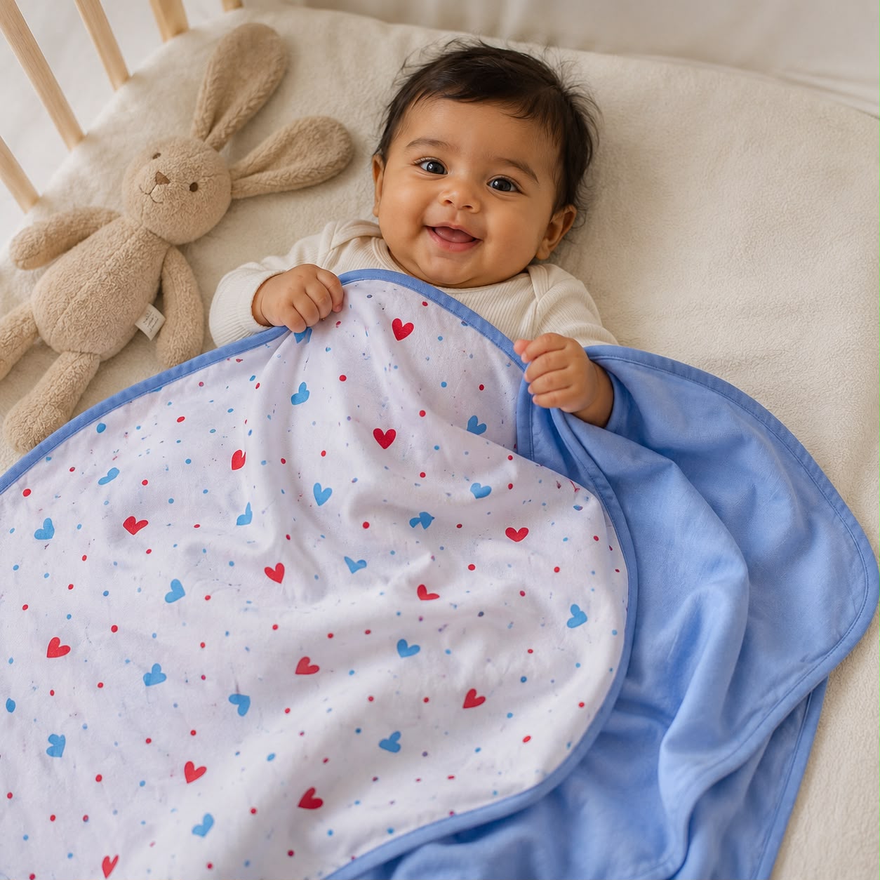 Muslin 6 layer Reversible Blanket MN01 ( Heart )