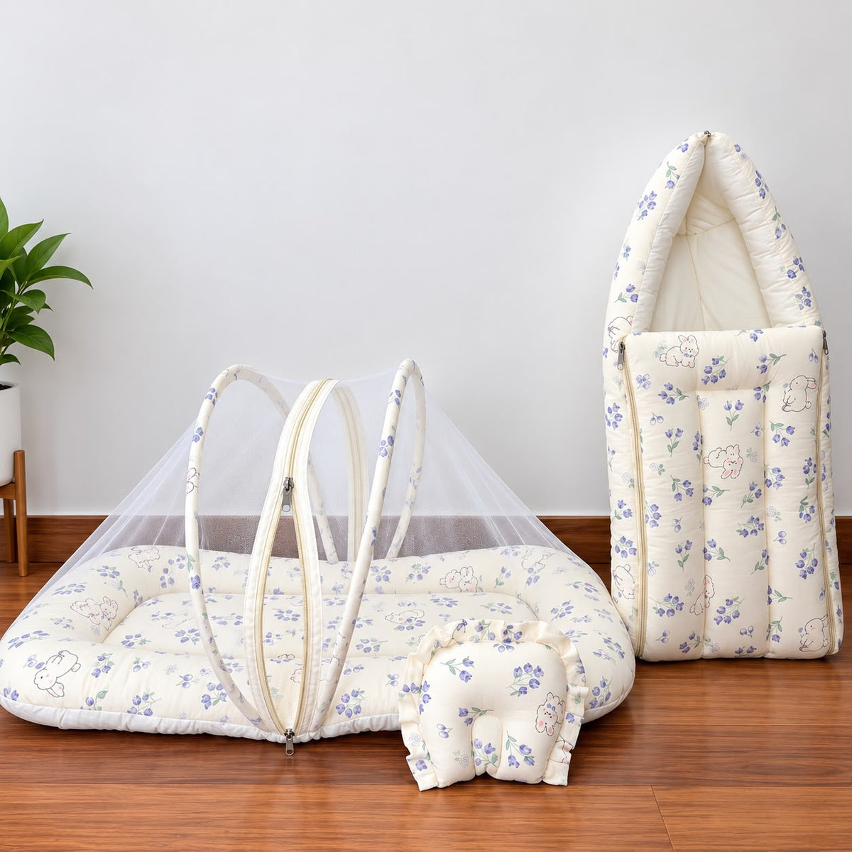 Baby Crinkled Muslin Mosquito Net Bed and Carry Bed Combo MN01