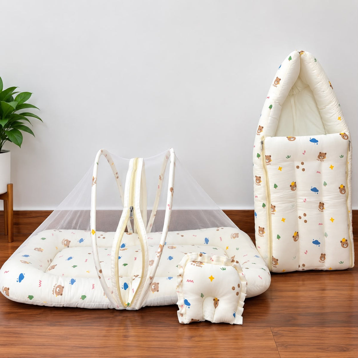 Baby Crinkled Muslin Mosquito Net Bed and Carry Bed Combo MN01