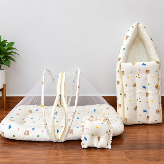 Baby Crinkled Muslin Mosquito Net Bed and Carry Bed Combo MN01