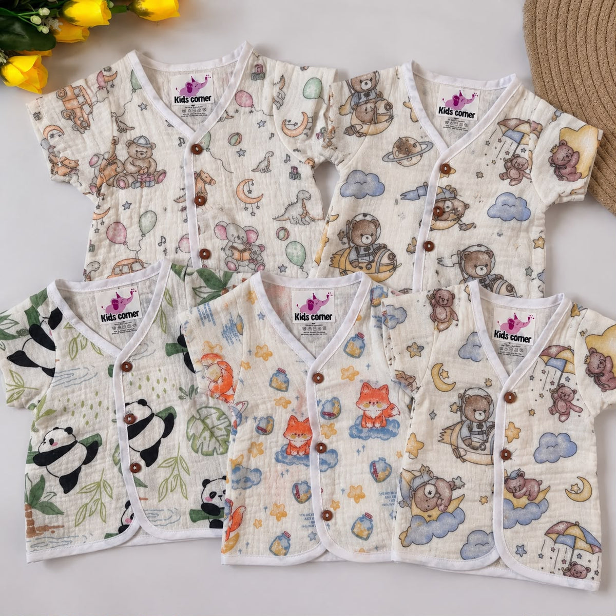 Muslin Crinkled Button jablas (Pack of 5 ) MN01