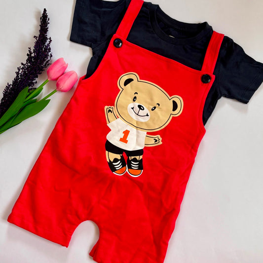 Cotton kids Dungaree With T- Shirt Set PV03