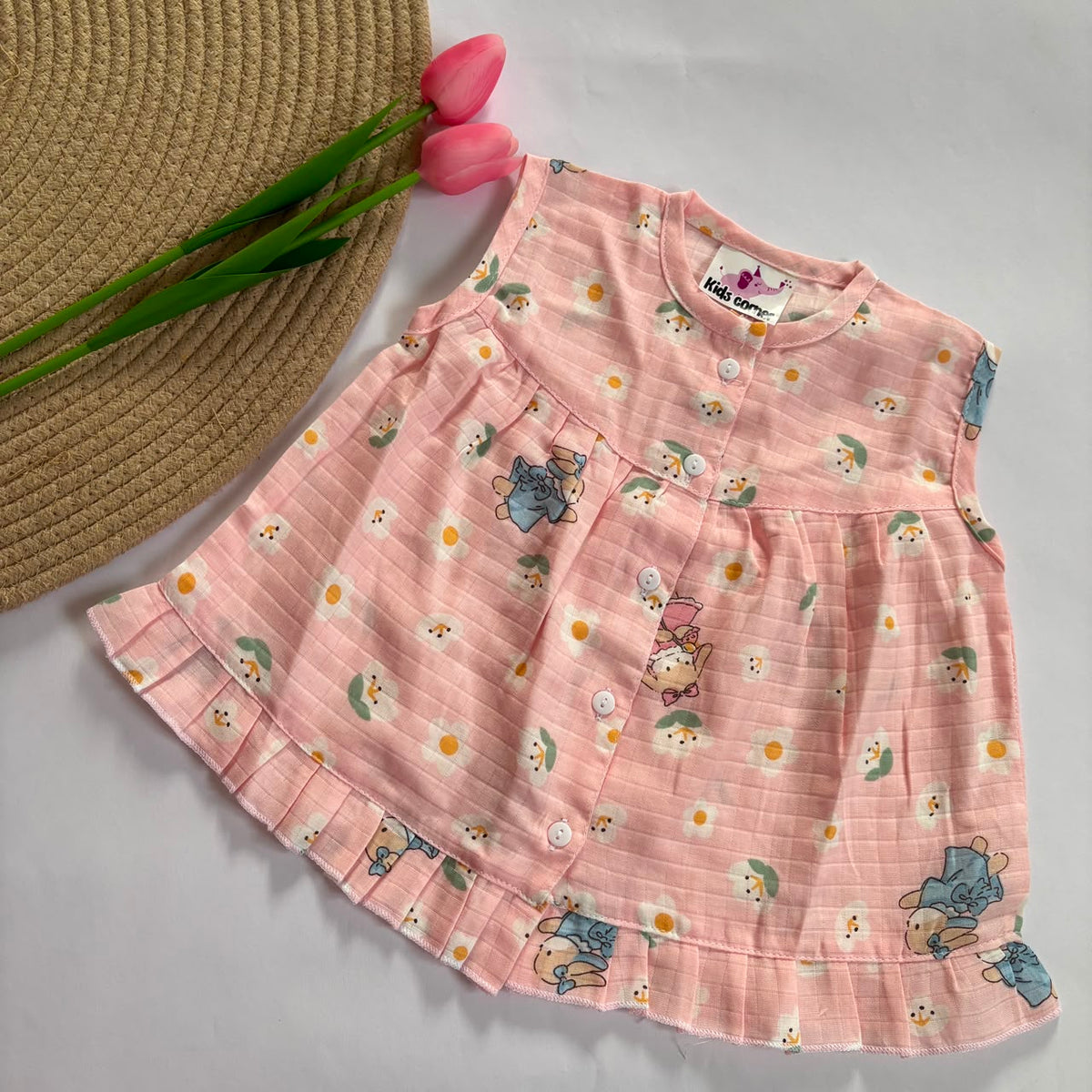 Muslin Frocks Front Open Button MN01