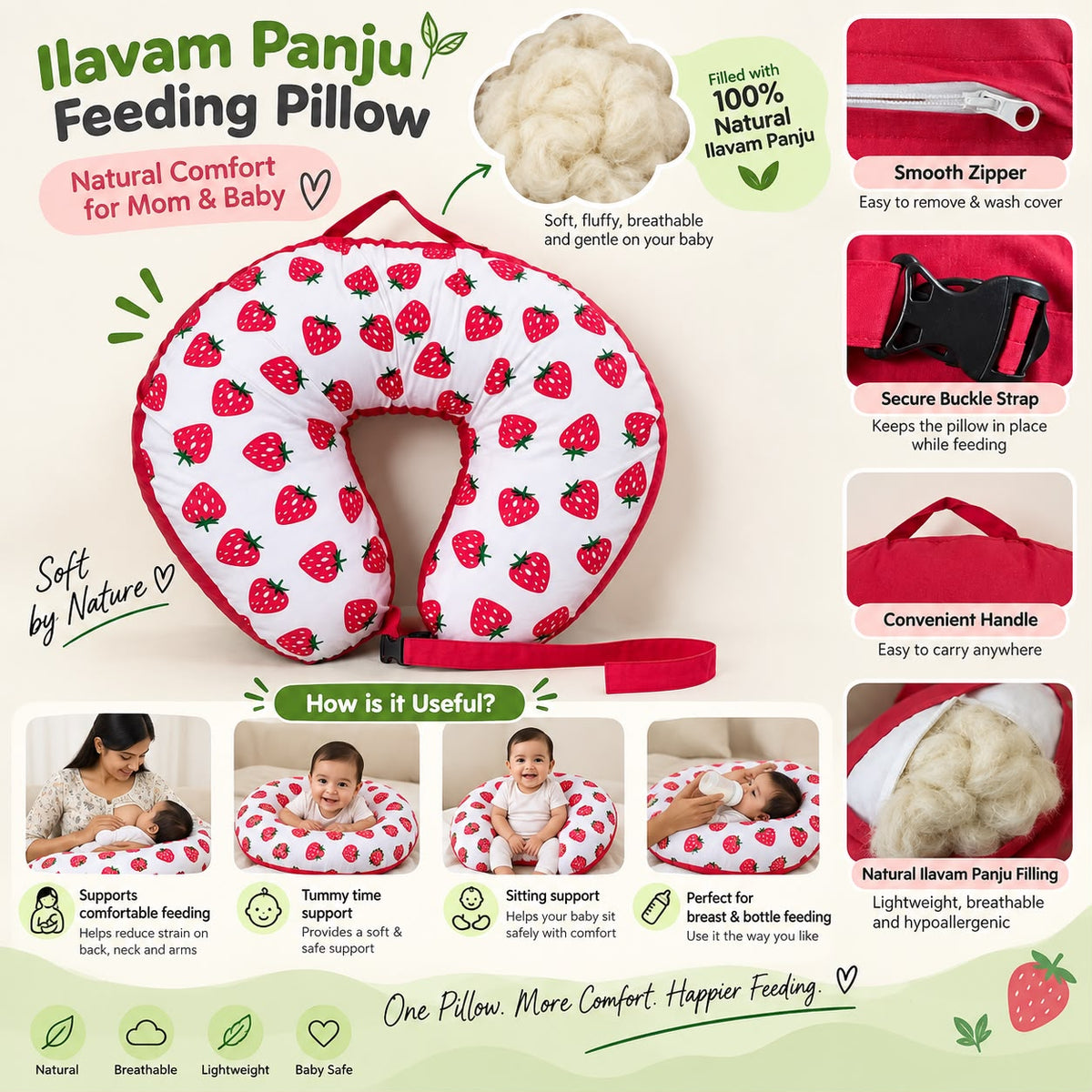 Ilavam Panju ( Kapok ) Feeding Pillow Panda Print  MN01