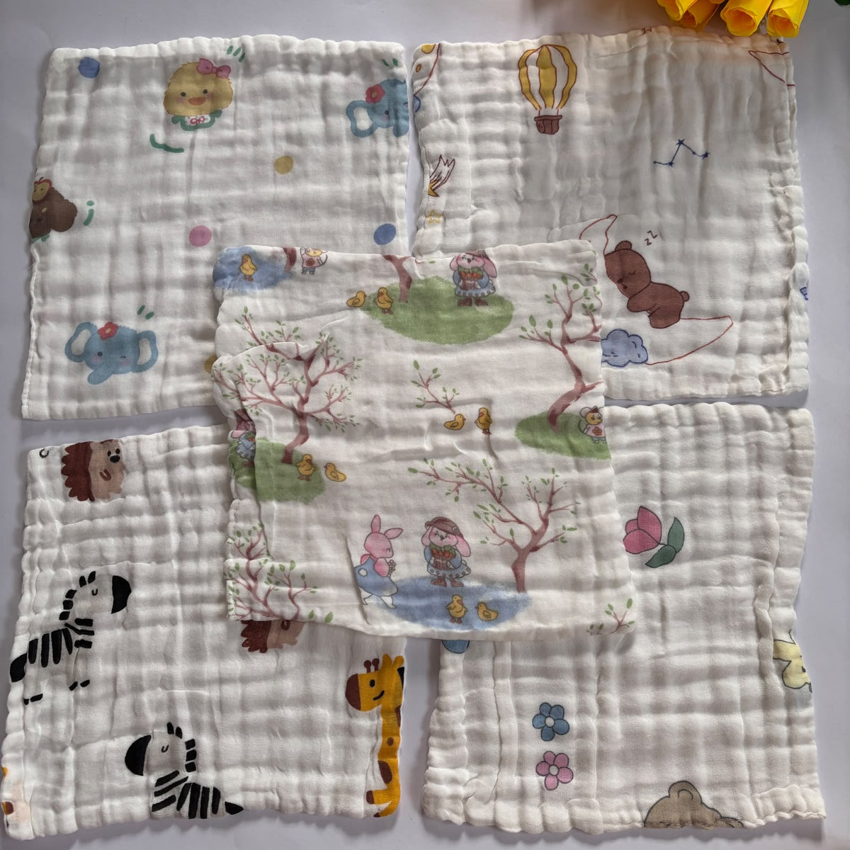 Muslin 6 Layer premium Wash Clothes( Pack of 5 )