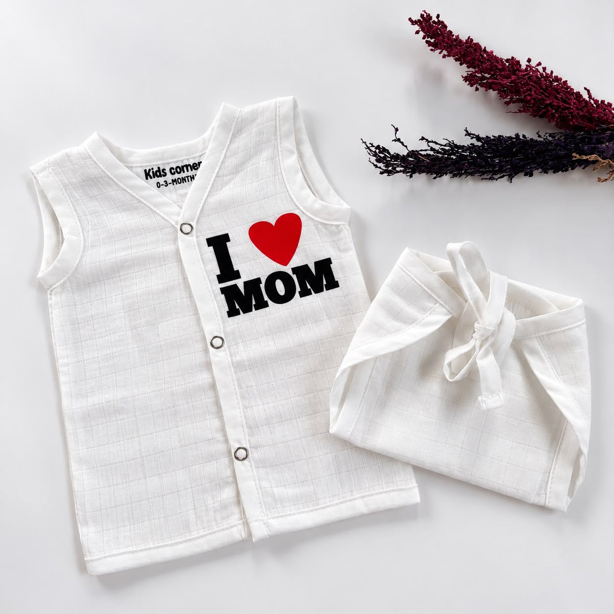 Premium Muslin Button jabla and Nappy set MN01