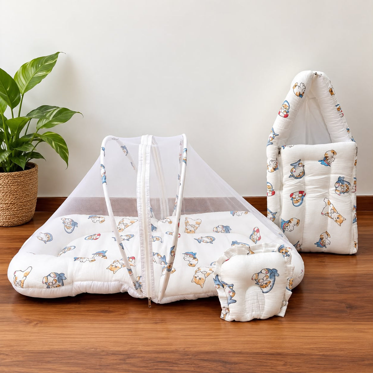 Baby Crinkled Muslin Mosquito Net Bed and Carry Bed Combo MN01