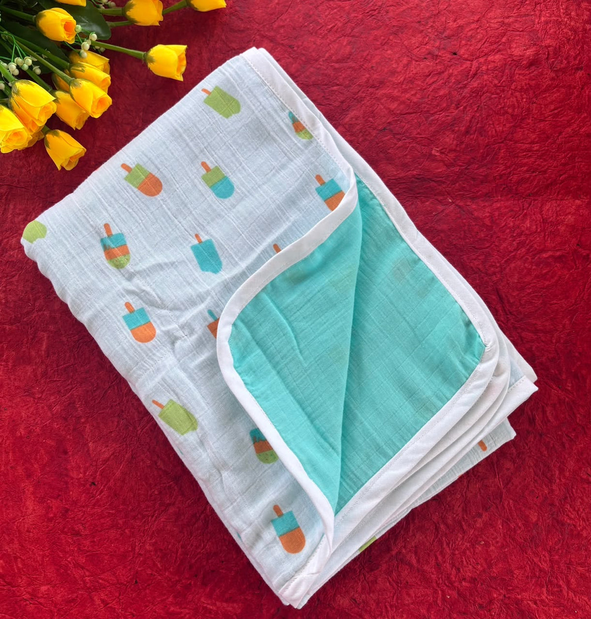 4 Layer Reversible Muslin Baby Blanket