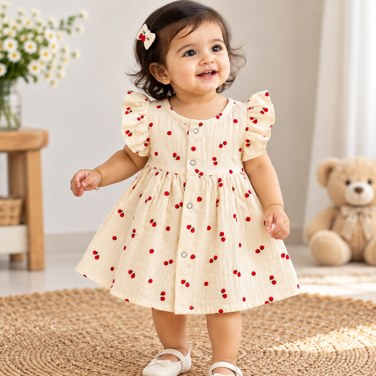 Muslin Frocks Front Open Button MN01
