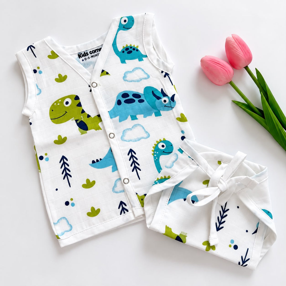 Premium Muslin Button jablas and Nappy set 5 pcs pack