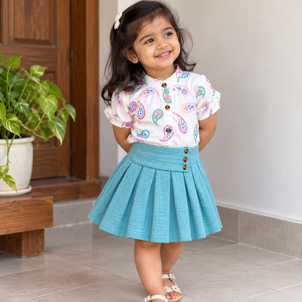 Premium Double Layer Muslin Skirt Set DL01
