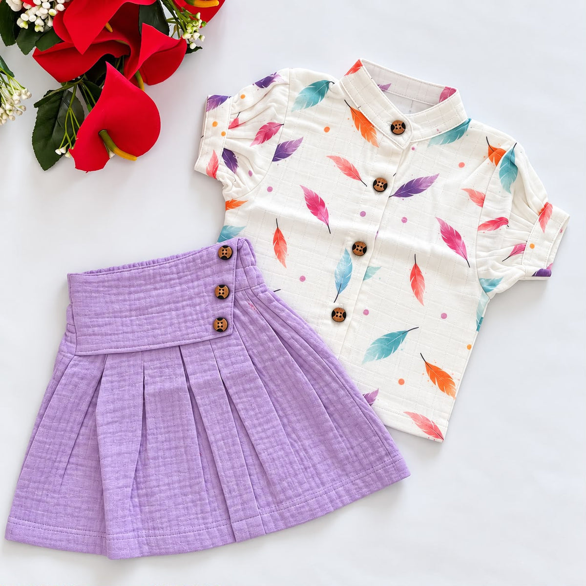 Premium Double Layer Muslin Skirt Set DL01