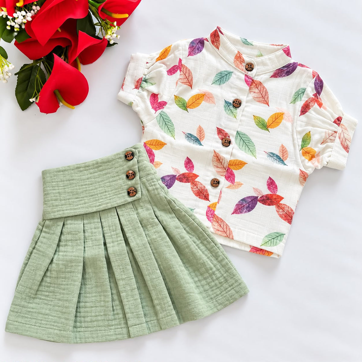 Premium Double Layer Muslin Skirt Set DL01