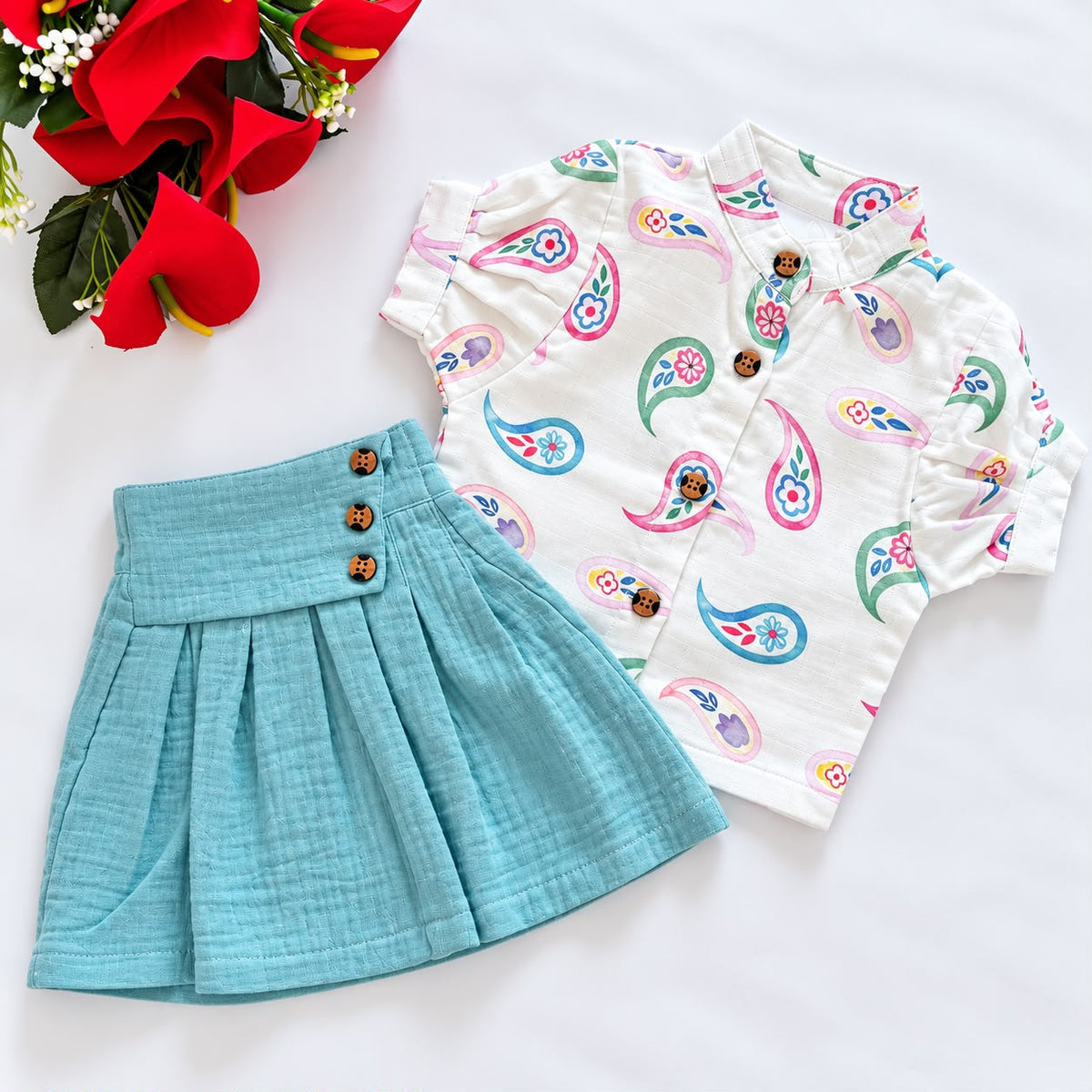 Premium Double Layer Muslin Skirt Set DL01