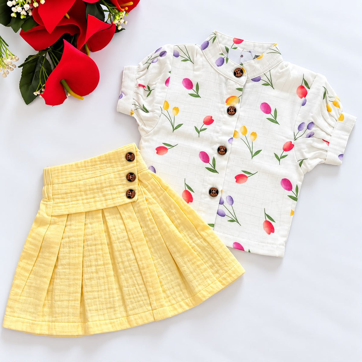 Premium Double Layer Muslin Skirt Set DL01
